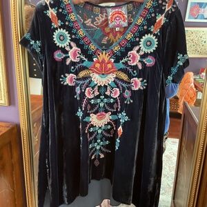 Johnny Was embroidered velvet tunic
